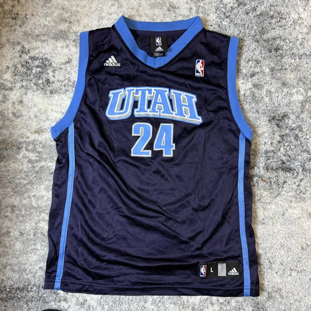 Adidas Utah Jazz Paul Millsap 24 NBA Jersey Youth‎ Large Navy Blue Basketball